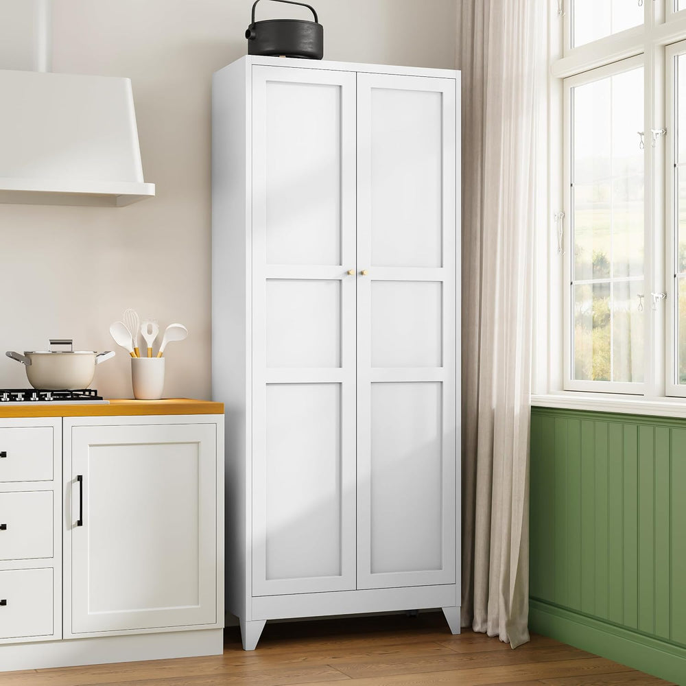 Letaya 75" H Metal Storage Cabinet with 2 Doors and 4 Shelves,Tall Kitch...