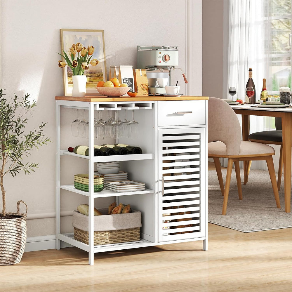 Giantex Kitchen Island with Storage Cabinet, Glass Holder, Wine Rack | 30&quo...