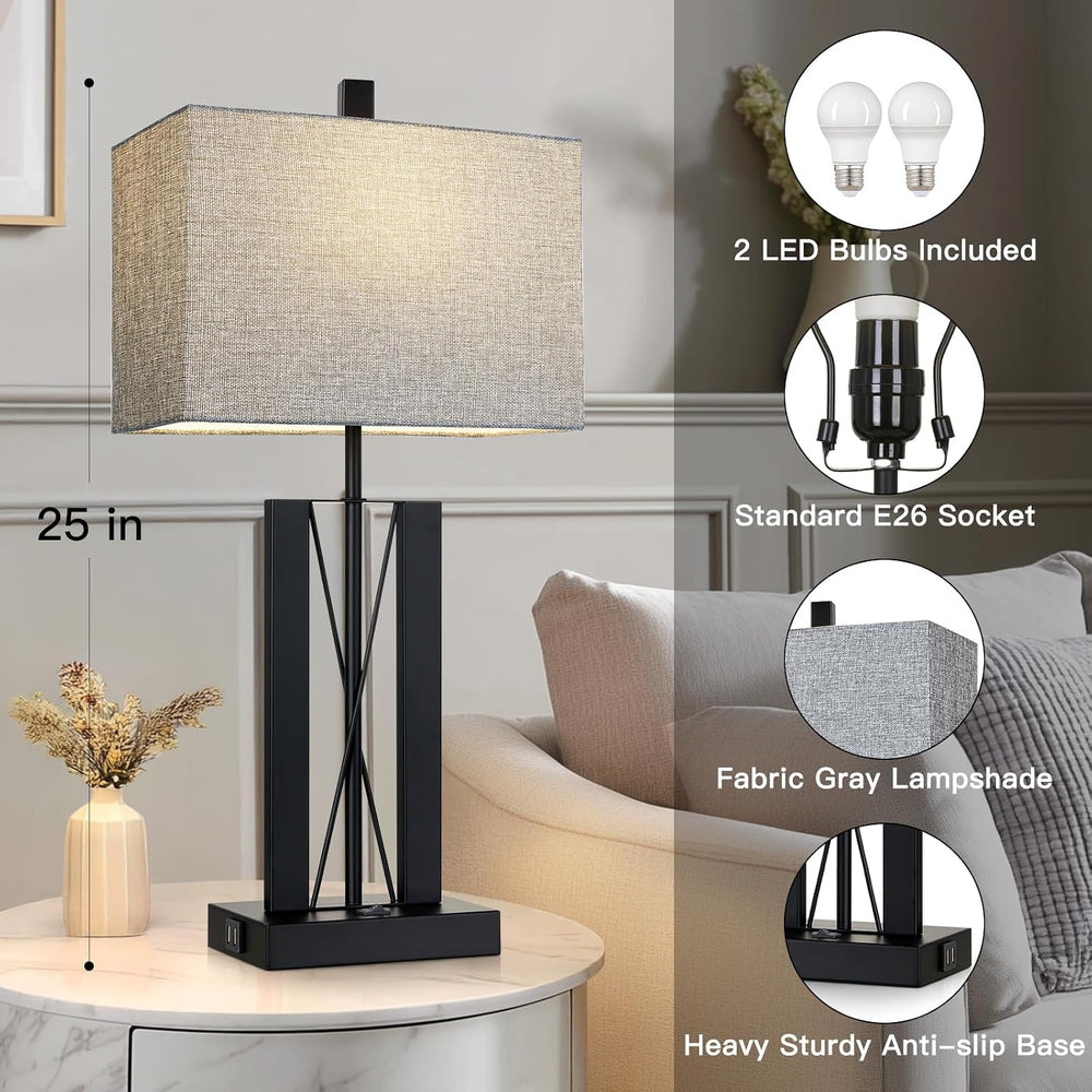 Lolikit 25" Table Lamps Set of 2, Modern Table Lamp for Living Room with...