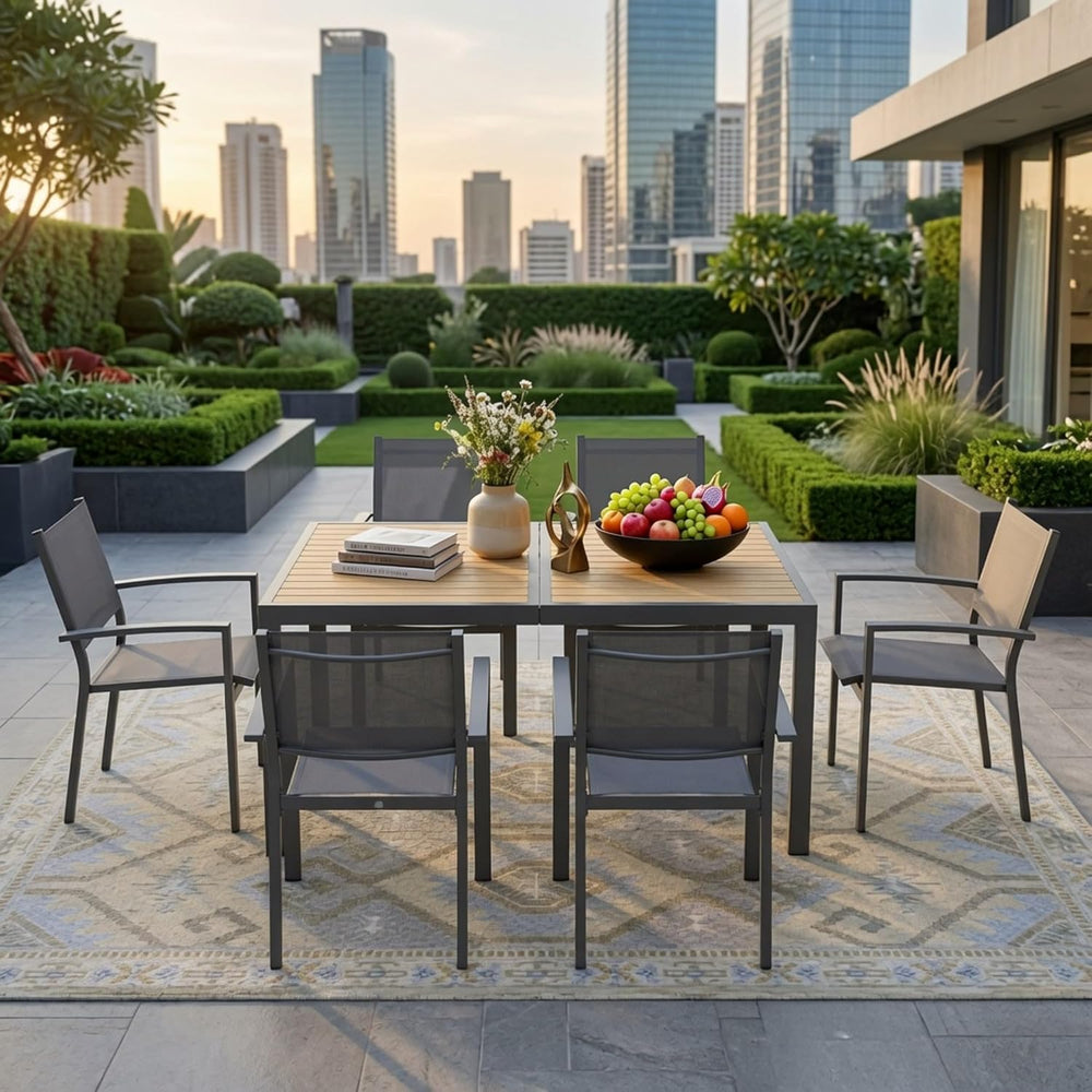 Elountik Set of 6 Heavy Duty Outdoor Patio Chairs, All Weather Textilene Mesh...