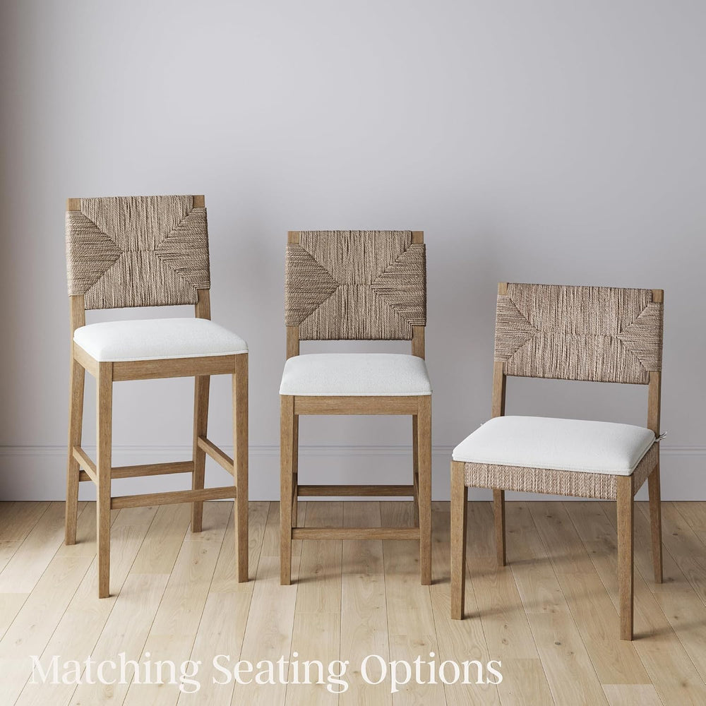 Nathan James Beacon Boho Dining Chair, Boucle Dining Chair with Seagrass Acce...