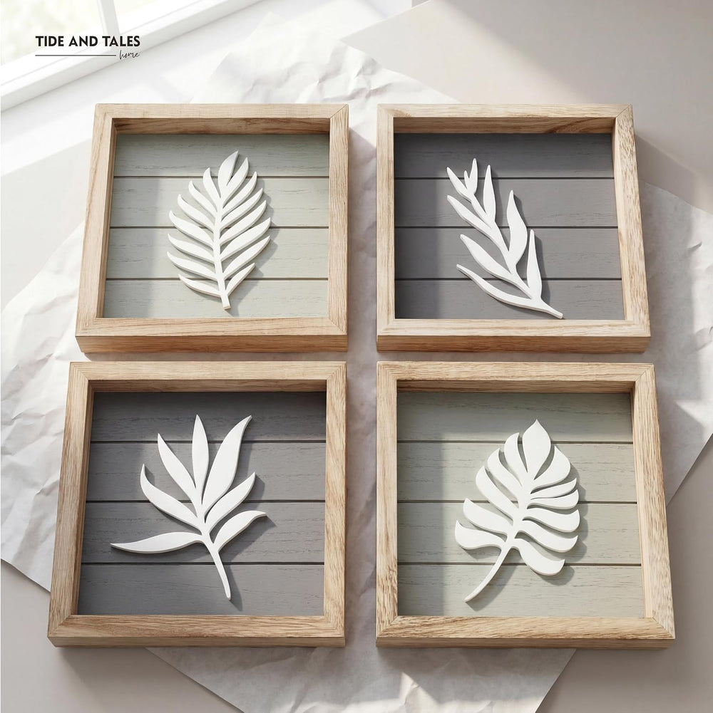 Tide and Tales 3d Framed Wall Art, Set of 4, Farmhouse Wall Decor