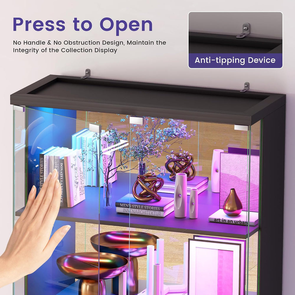 Dystler Glass Display Cabinet with Doors and RGB LED Lights