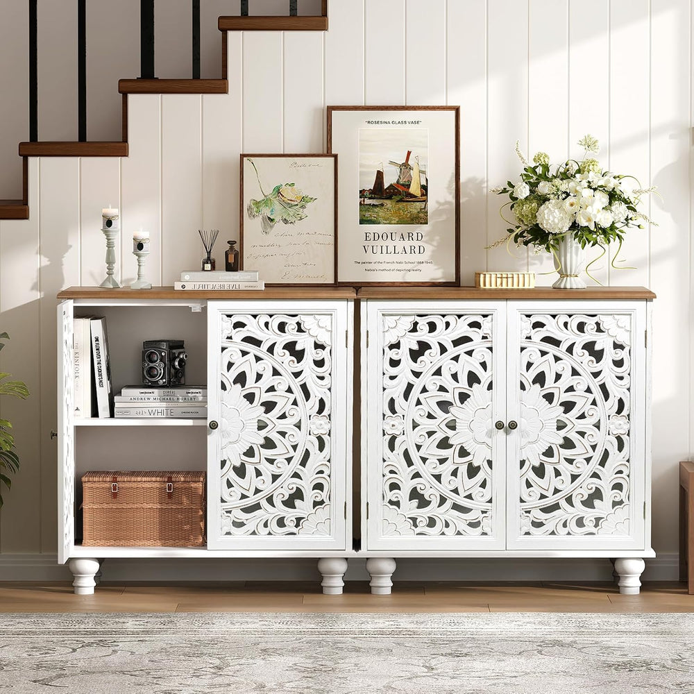 JOINICE 31" Accent Storage Cabinet with Doors for Living Room,White&...