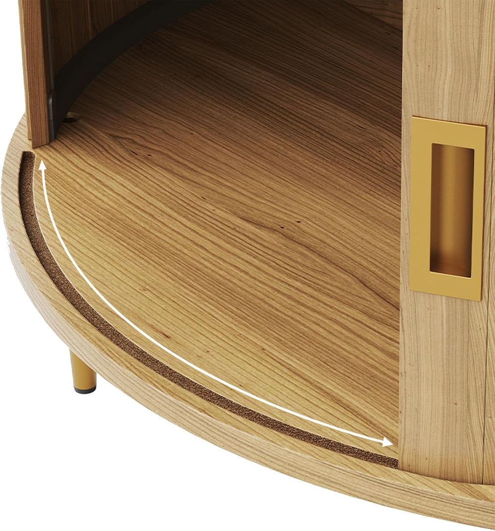 ARTPOWER 32" Round Coffee Tables for Living Room,Mid Century Modern,Oak