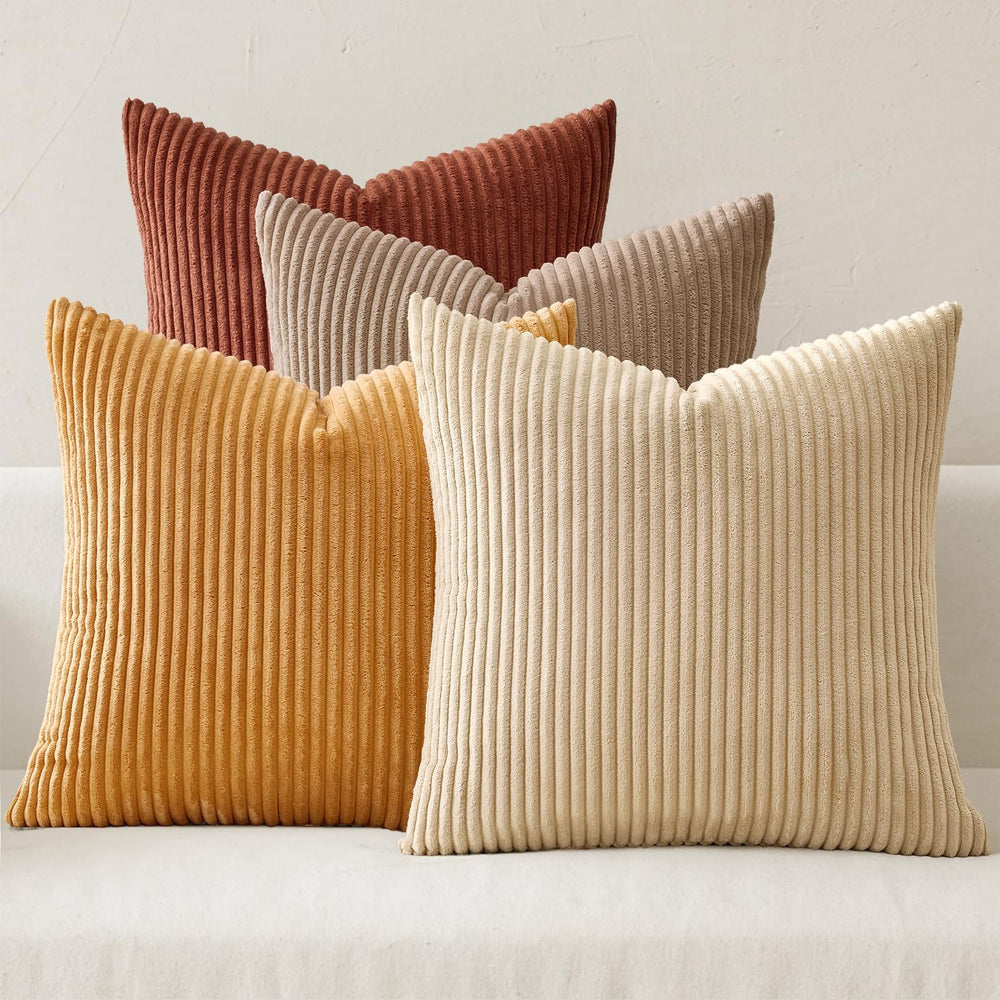 MIULEE Fall Corduroy Decorative Throw Pillow Covers Terracotta 18x18