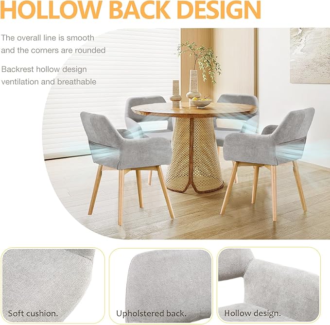 Mid Century Modern Dining Chairs Set of 2 & 4 & 6 Comfy Accent Chair ...