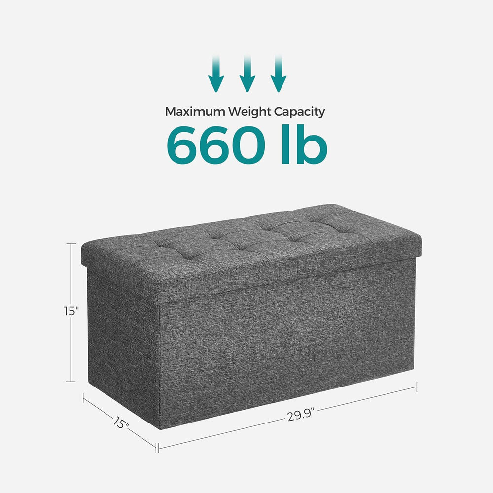 SONGMICS MAZIE Collection - 30 Inches Storage Ottoman, Foldable Storage Bench...