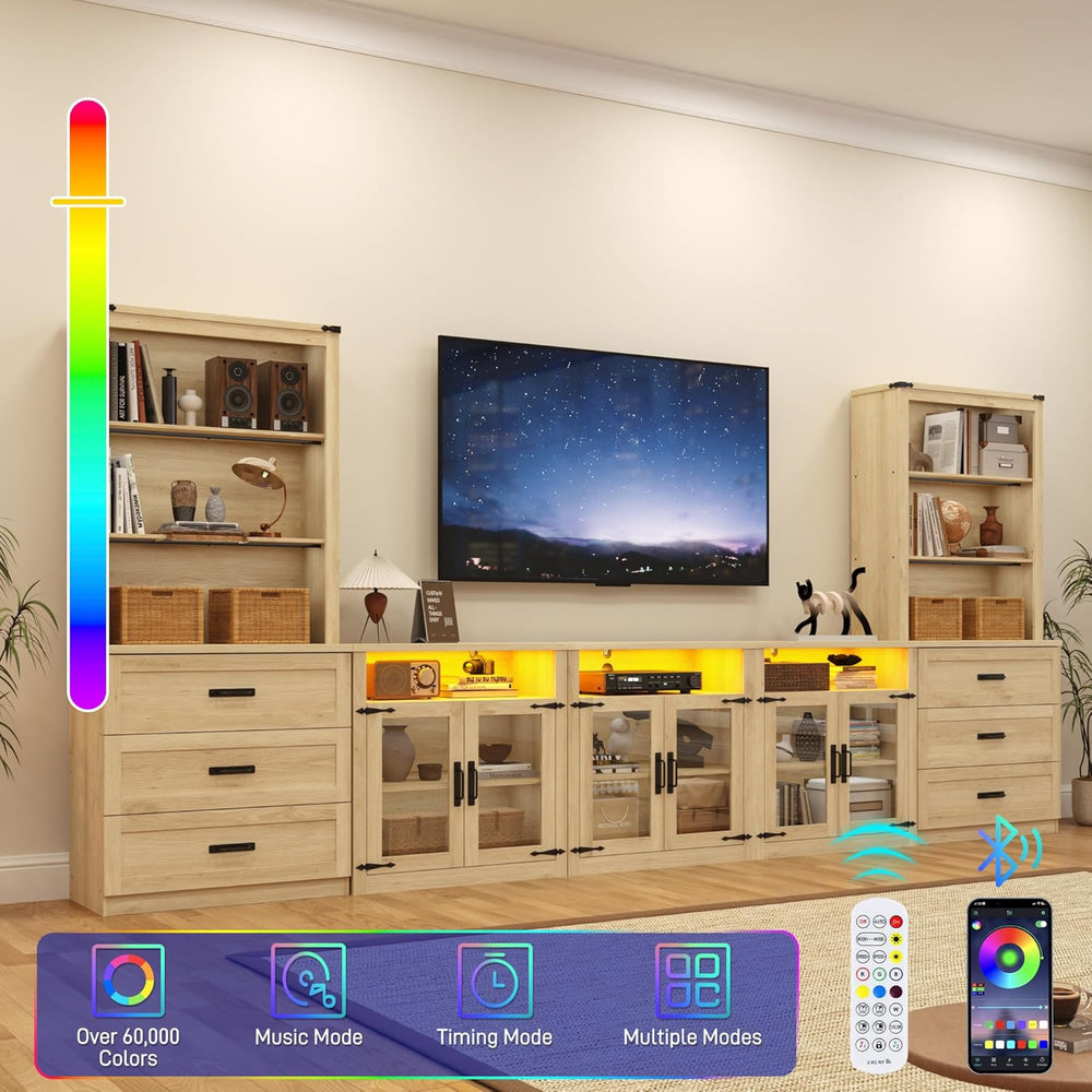 chartustriable 157" W 4-Piece Entertainment Center with Bookshelves for ...