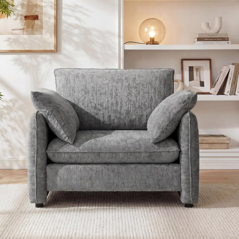 Elegant Oversized Accent Chair for Living Room, 42.1", Chenille, Gray | ...