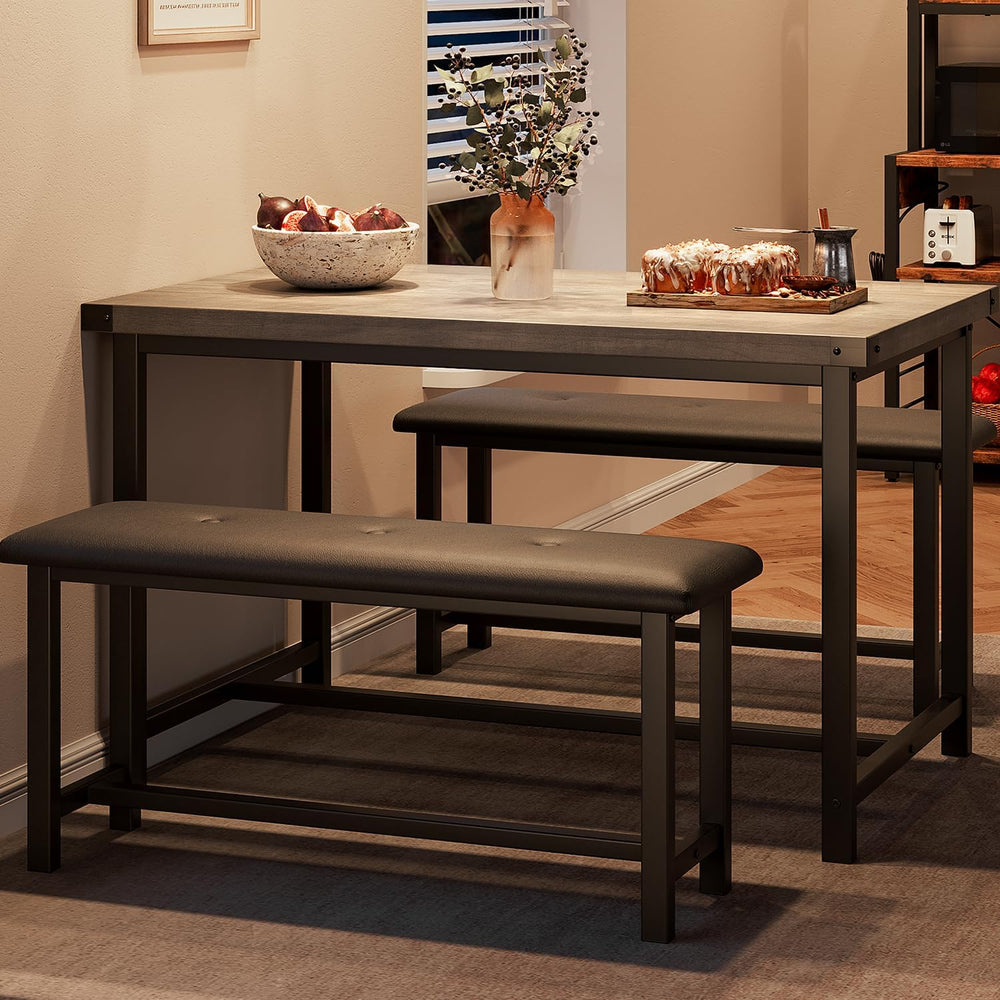 IDEALHOUSE Dining Table Set for 4, Kitchen Table with Upholstered Bench, 3 Pi...