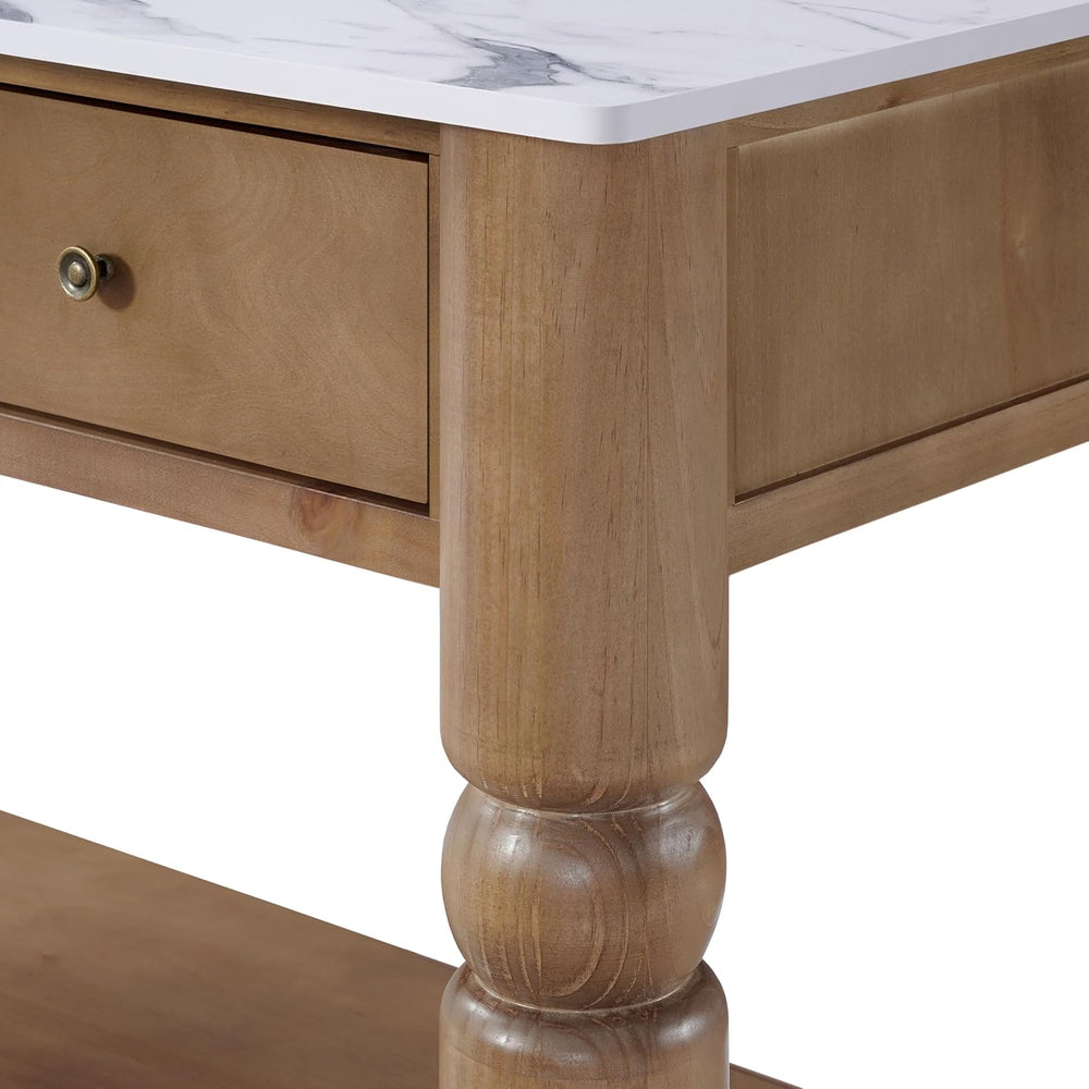 Christopher Knight Home Athen Wooden Kitchen Island with Storage & Marble...