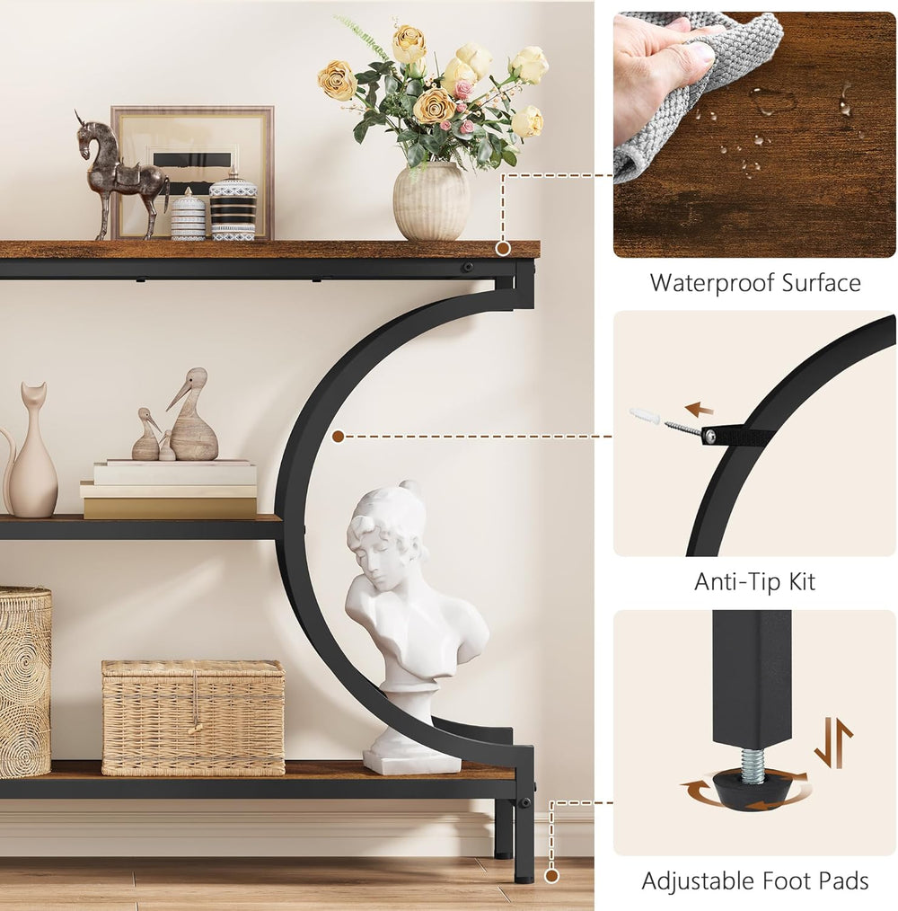 Hoctieon Console Table Set of 2, 3-Tier Industrial Entryway Table with Storag...