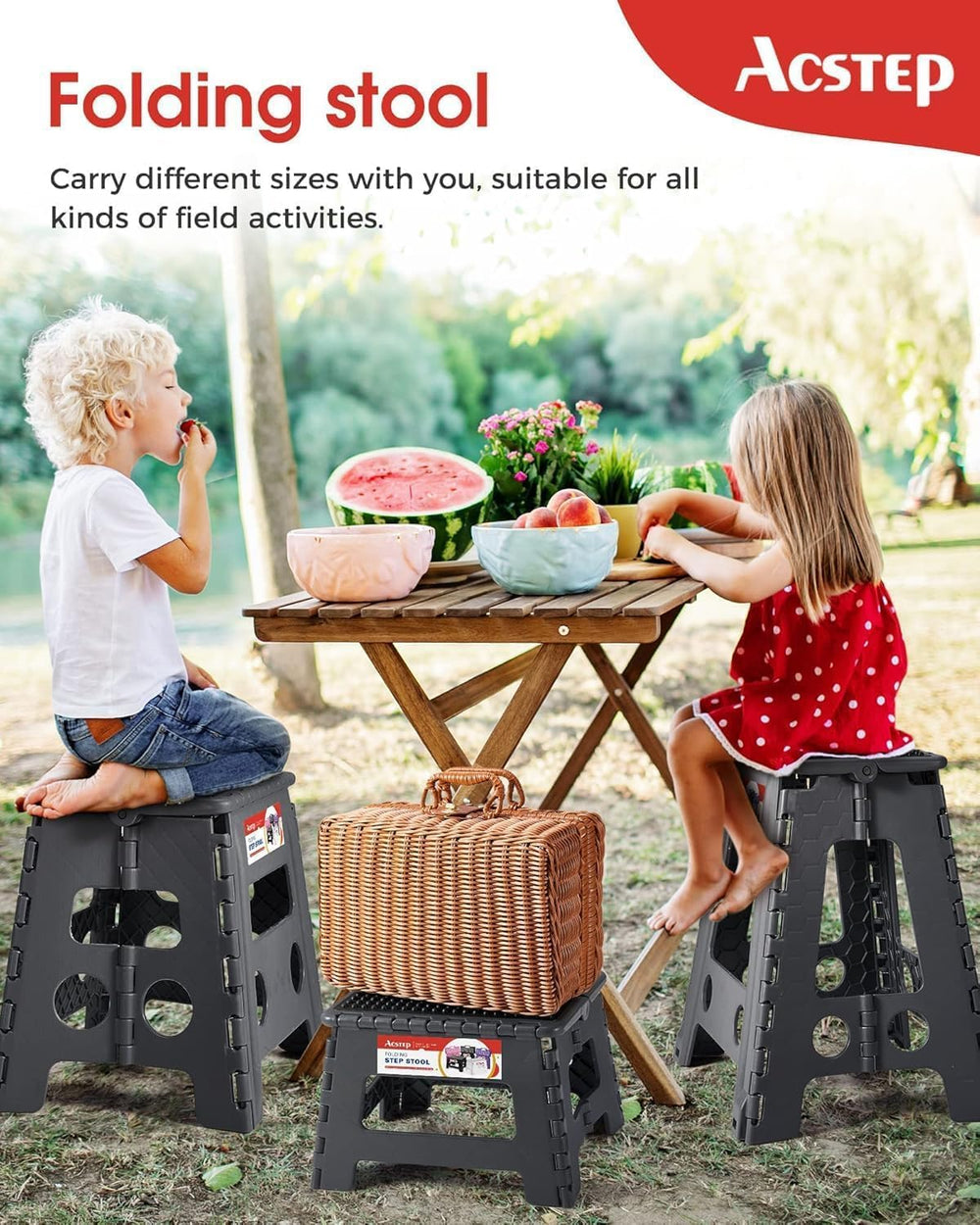 13 Inch 10 Pack Non-Slip Folding Step Stool for Adults, Dot Gray
