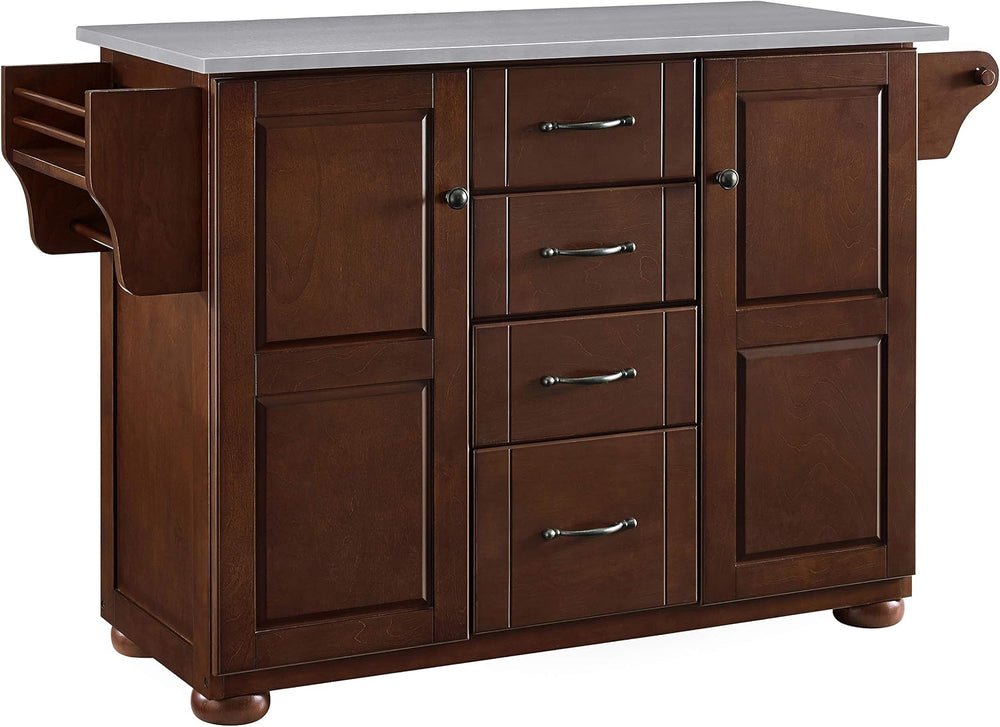 Crosley Furniture Eleanor Stainless Steel Top Kitchen Island with Spice Rack,...