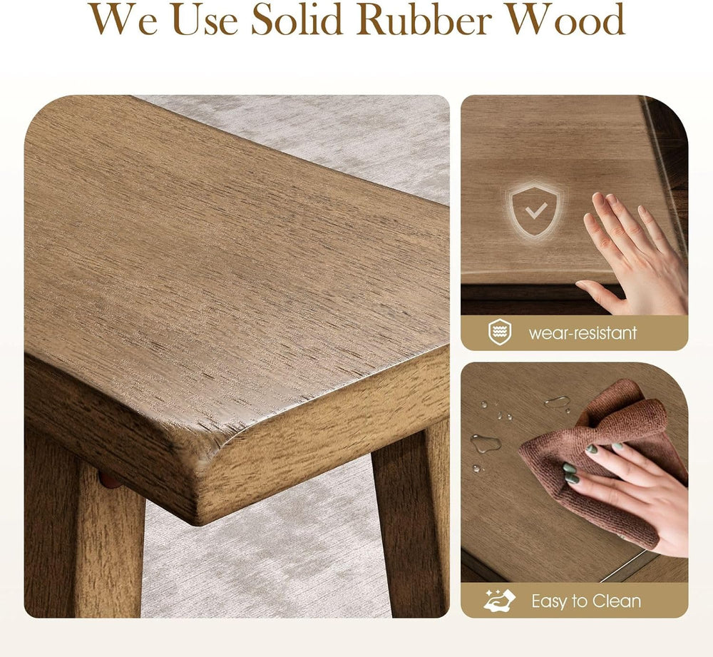 Sophia & William Solid Wood Counter Height Table and Chairs, Rustic Caram...