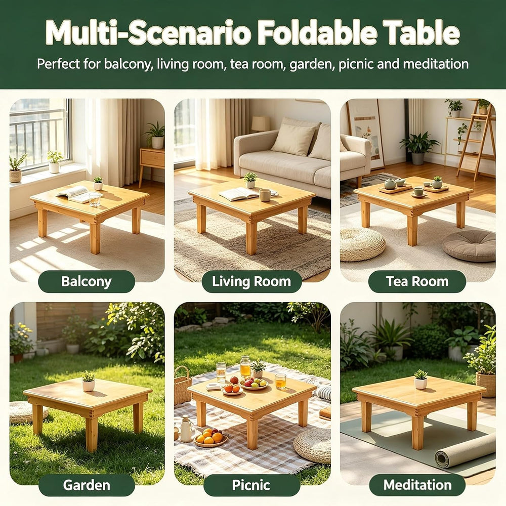 Folding Coffee Table, Japanese Floor Low Bamboo Dining Table