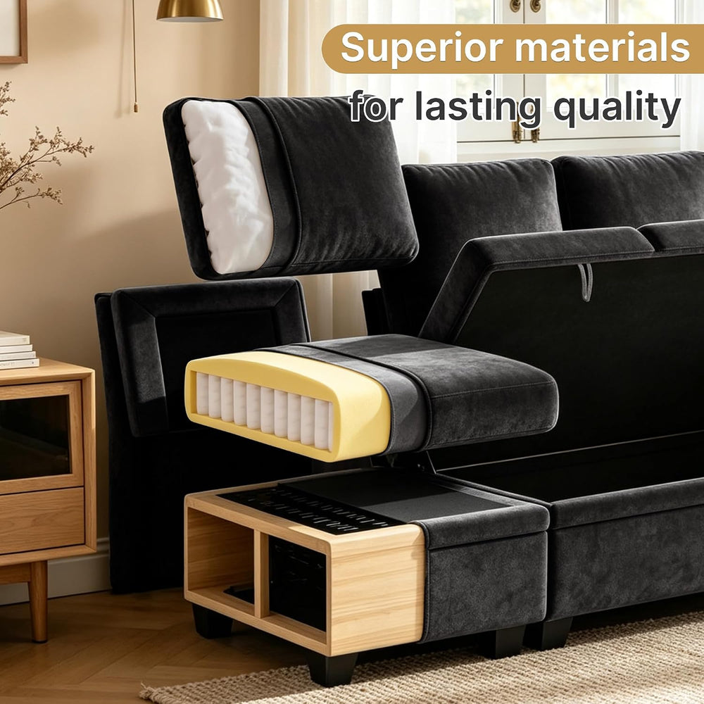 Oversized Sectional Sleeper Couch, 9 Seat Modular Sofa Pull-Out Storage Bed |...