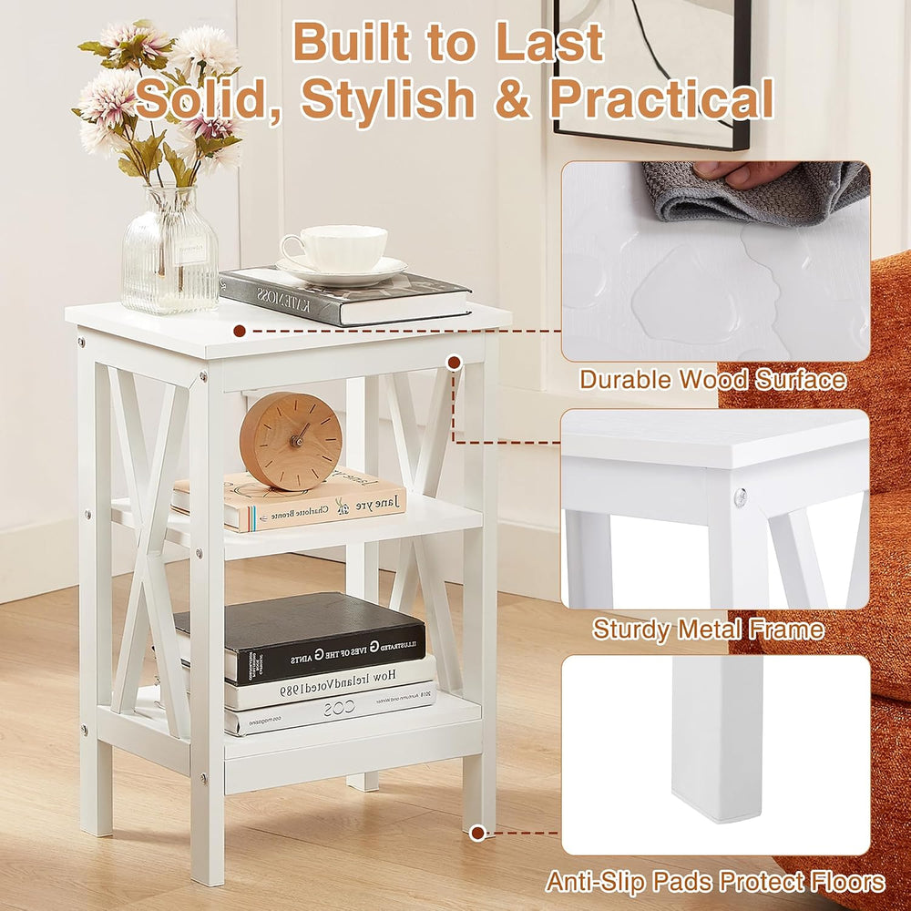 VECELO End Table Set of 2, Bedside Table, 24" Tall Living Room End Table...