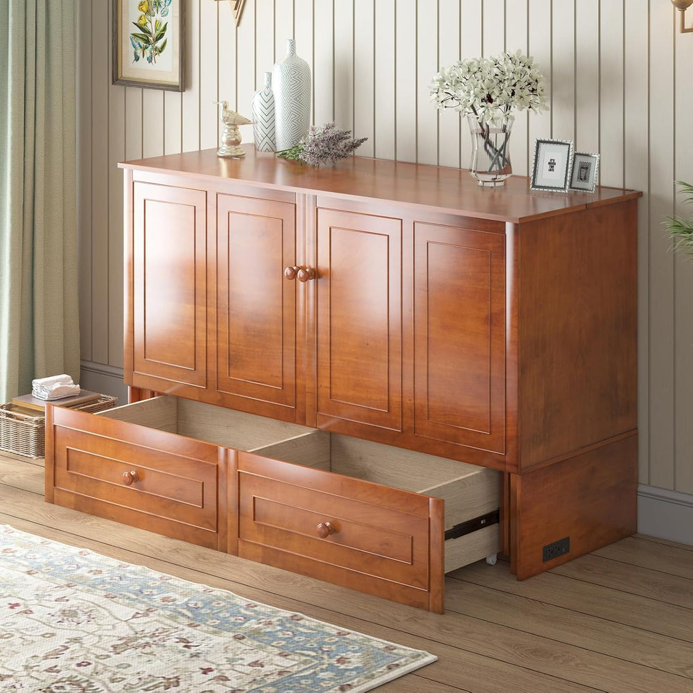 BALUS Murphy Bed, Queen Cabinet Bed, Modern Adults Guest Room Murphy Chest Cu...