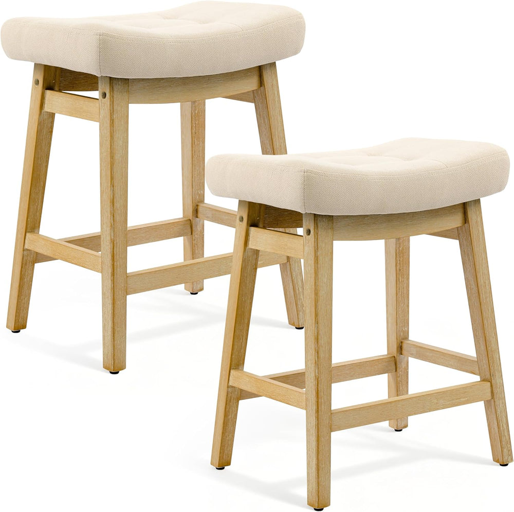 Counter Height Bar Stools Set of 2 for Kitchen Counter, Backless Farmhouse Is...
