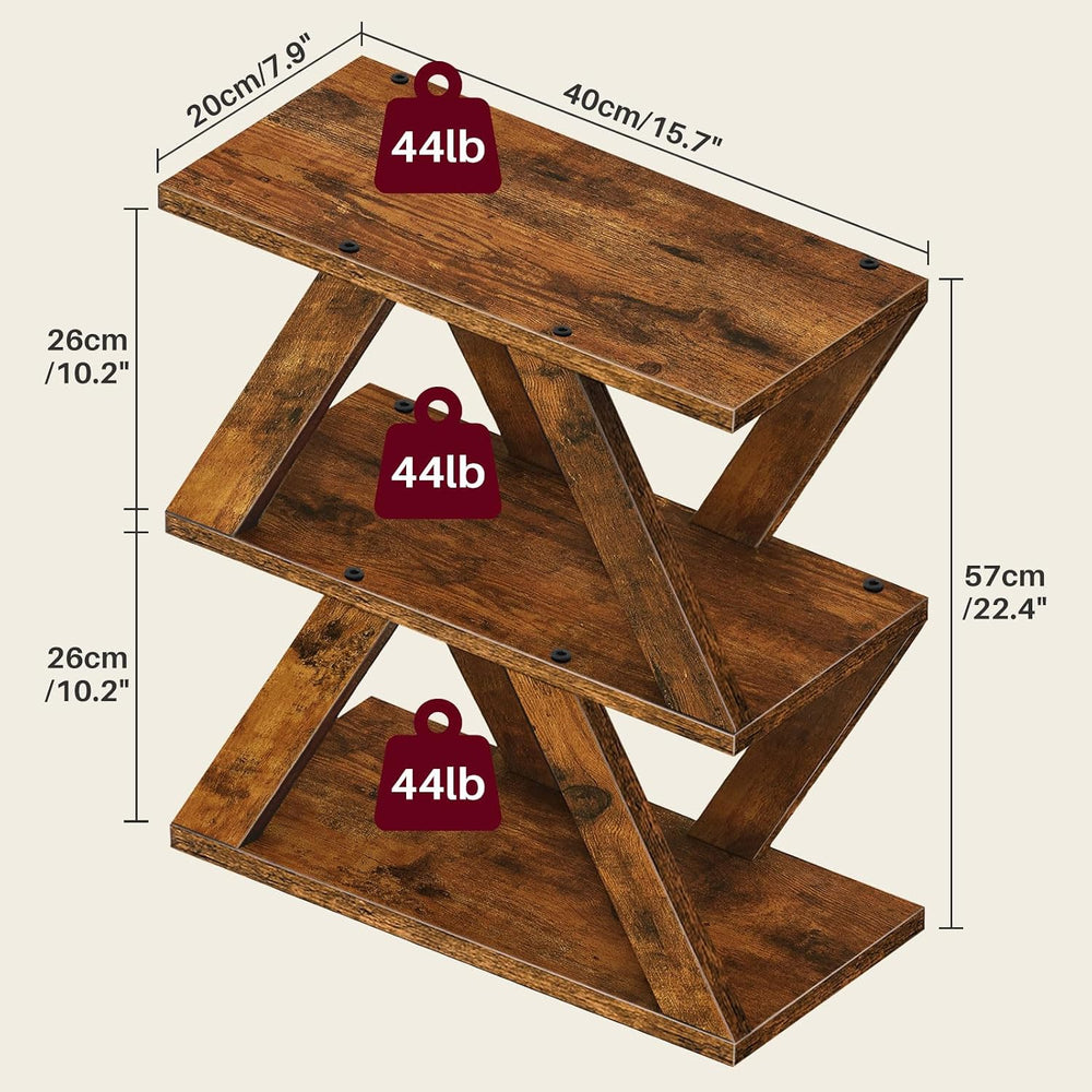 Set of 2 Side Table with Side Guard Rails & Anti-Slip Pads, 3 Tier Narrow...