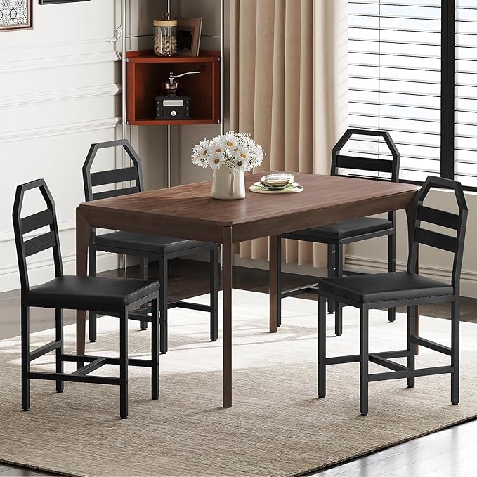 YATINEYDining Chairs, Kitchen Chairs with Back Support, Upholstered Seat and ...