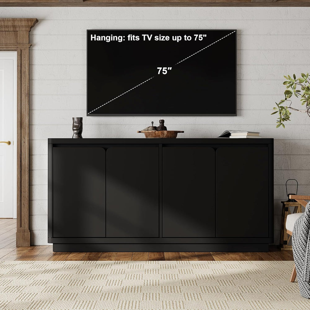 knoworld 63" Buffet Cabinet with Storage & Power Outlet, Wood Sidebo...