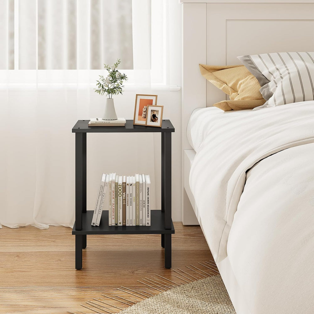 TUTOTAK End Table, Set of 2, Side Table, Nightstand, 2-Tier Storage Shelf