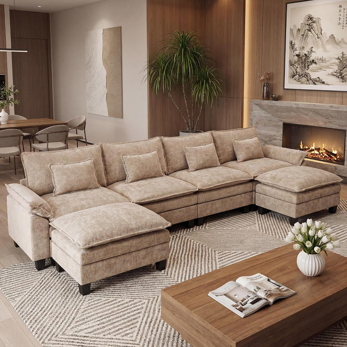 URRED Oversized Modular Sectional Sofa,Khaki:157" U Shaped