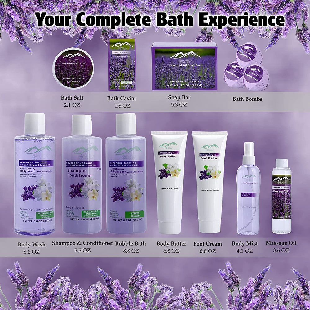 Gift Baskets for Women. Relaxing Lavender Bath Gifts for Her Spa Basket is Fi...