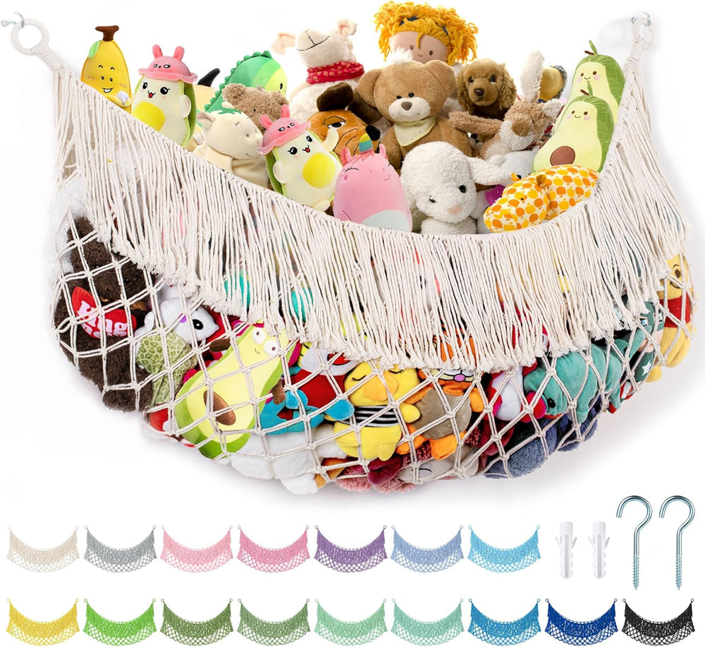 Stuffed Animal Hammock - Extra Large 63'' Long (Cream White) | Premiu...