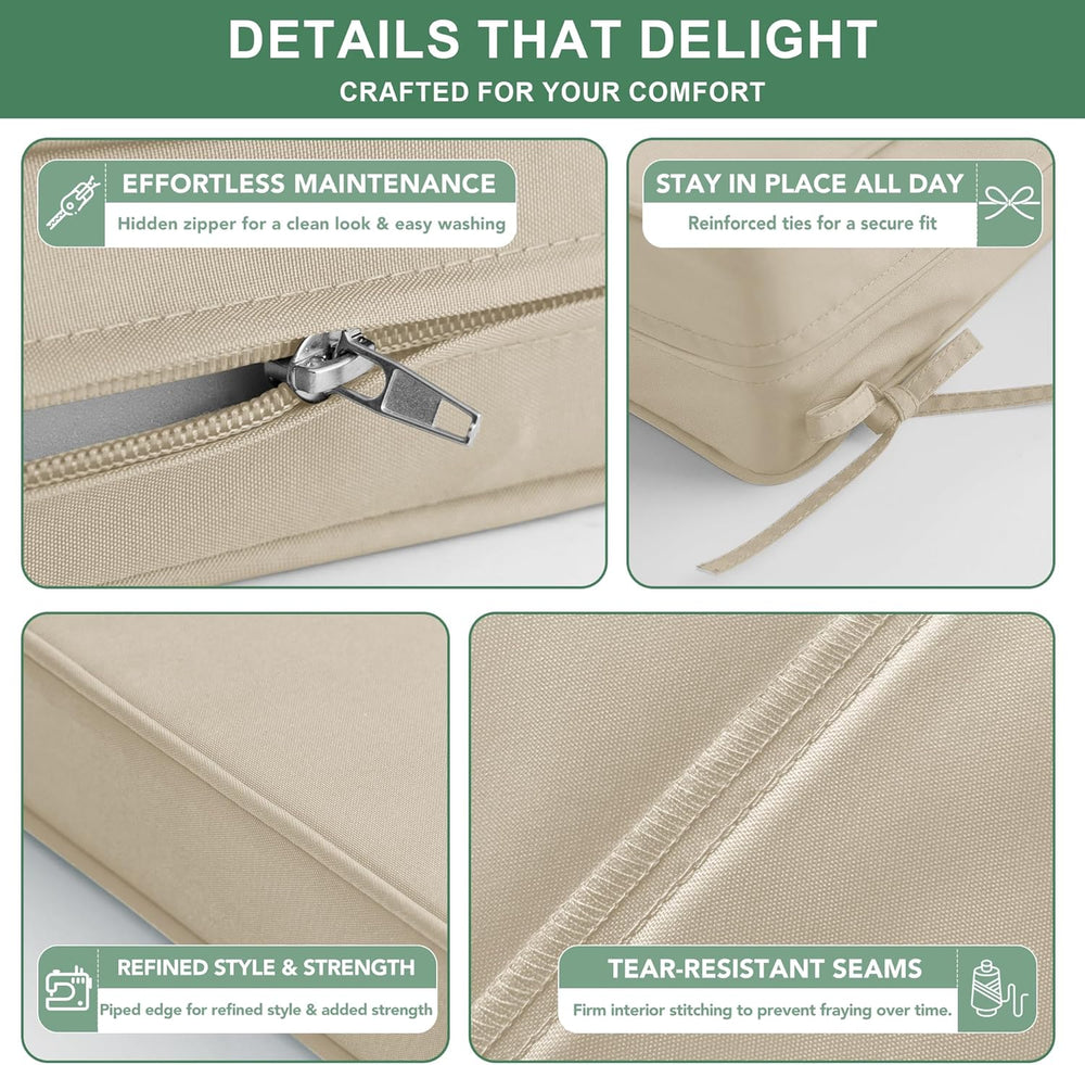 Summsun Patio Chair Cushions 22 x 22 Inch, Cream, Set of 4