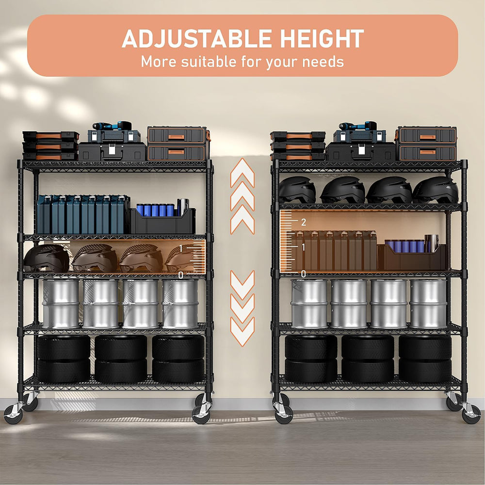 M MZG 53" W Garage Shelving 5 Tier Industrial 2200LBS Metal Shelving Uni...