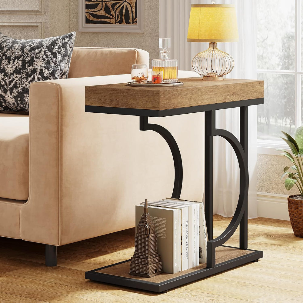 Tribesigns Narrow Side Table C Shaped End Table Modern Bedside Tables for Cou...