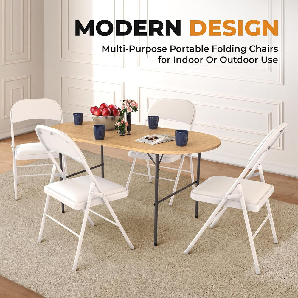 Our Modern Space 4 Pack Leather Chair | Foldable & Stackable | 350 lbs Ca...