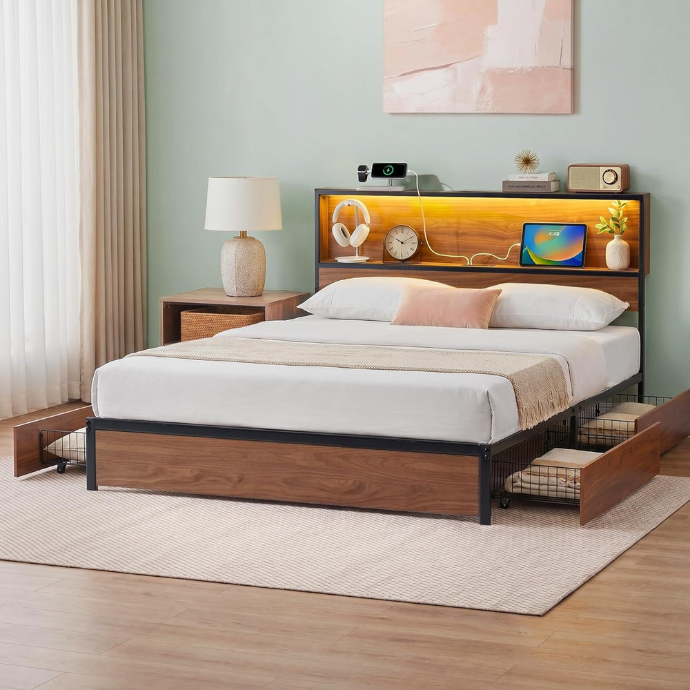 Zinus Kai Platform Bed Frame, Four Underbed Storage Drawers, King