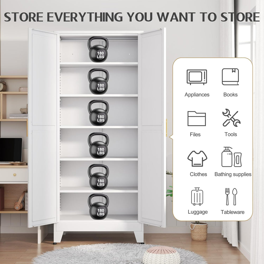 GAIOUS 75.2" Tall Kitchen Pantry Storage Cabinet, Metal File Cabinet wit...