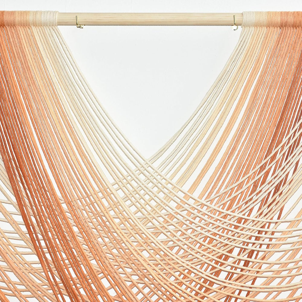 Macrame Wall Hanging Orange Boho Fiber Art Large Decor 57"W*31"L