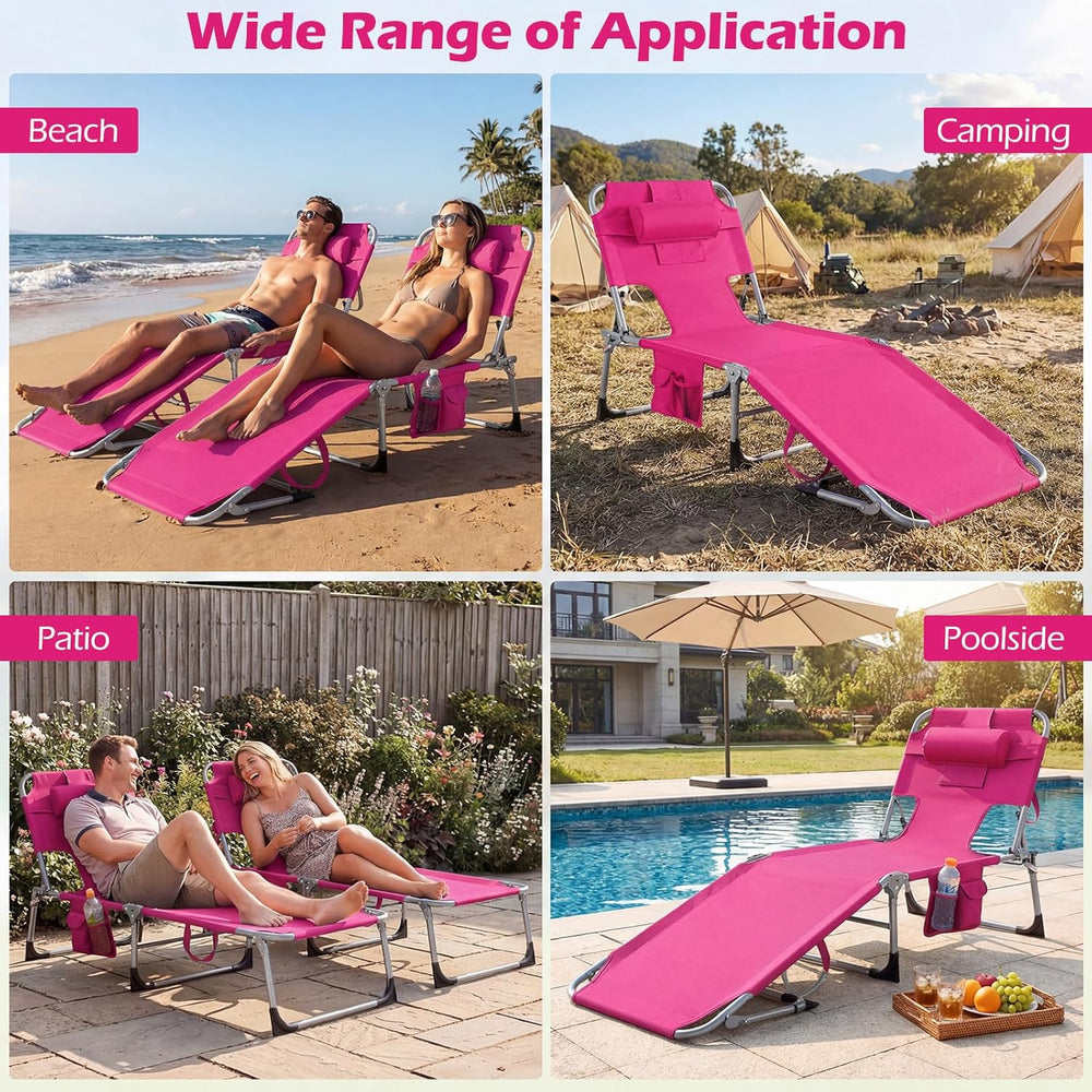 LDAILY Tanning Chair, Portable Sun Bathing Beach Chairs with Face Hole, Arm C...