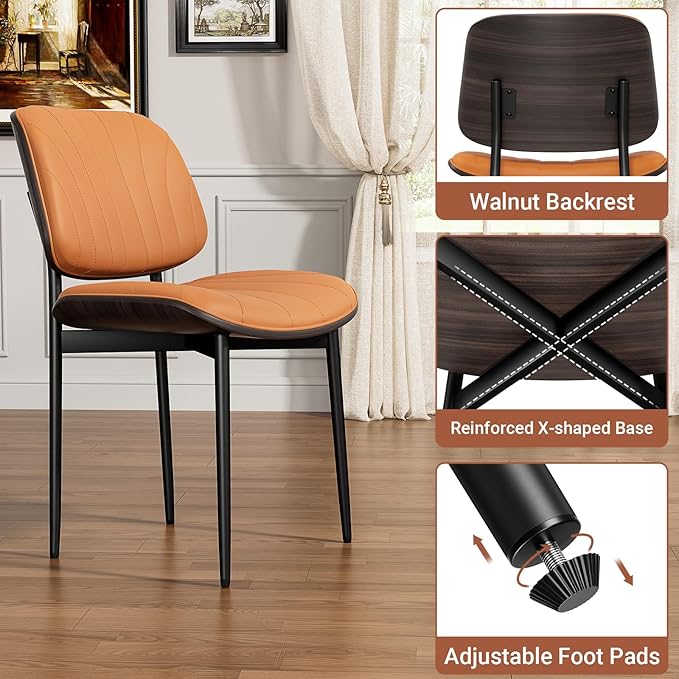 Dining Chairs Set of 6, Mid Century Modern Dining Room and Kitchen Chairs, Up...