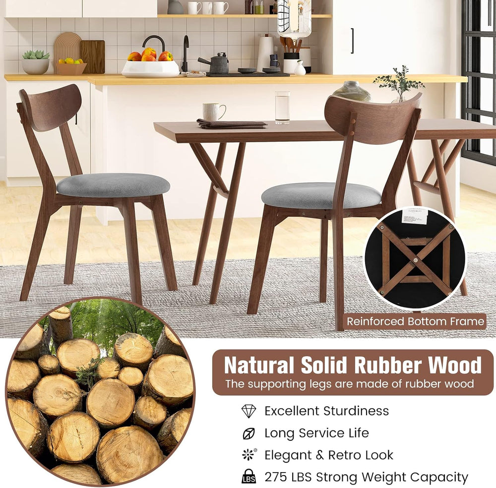 KOTEK Dining Chairs Set of 2 with Rubber Wood Legs | Mid Century Modern Kitch...