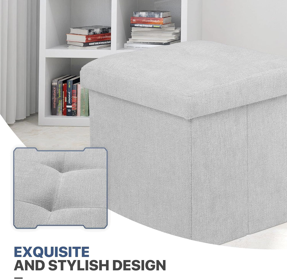 MoNiBloom 15 Inches Storage Ottoman Cube, Folding Square Foot Rest Stool, Sma...