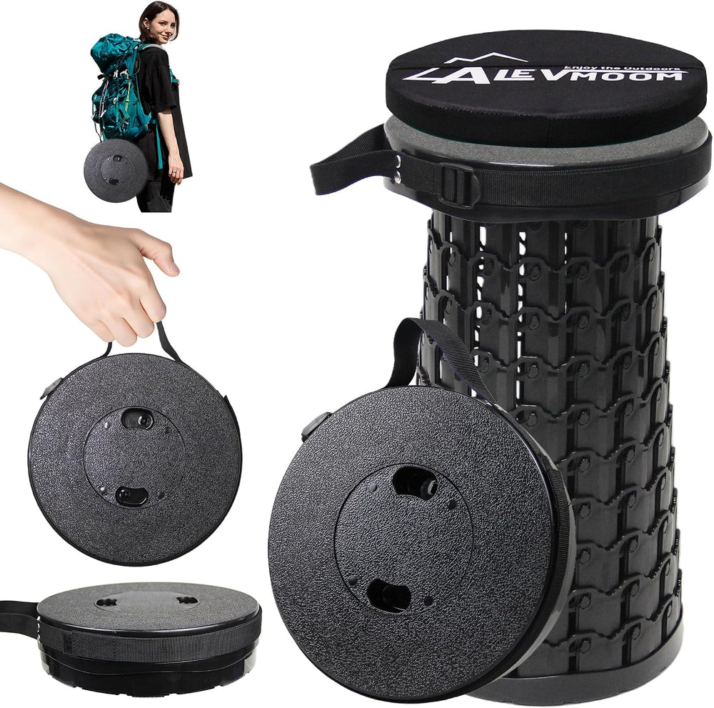 Collapsible Stool with Thick Cushion, H 18.1" D 10.24" Portable Tel...