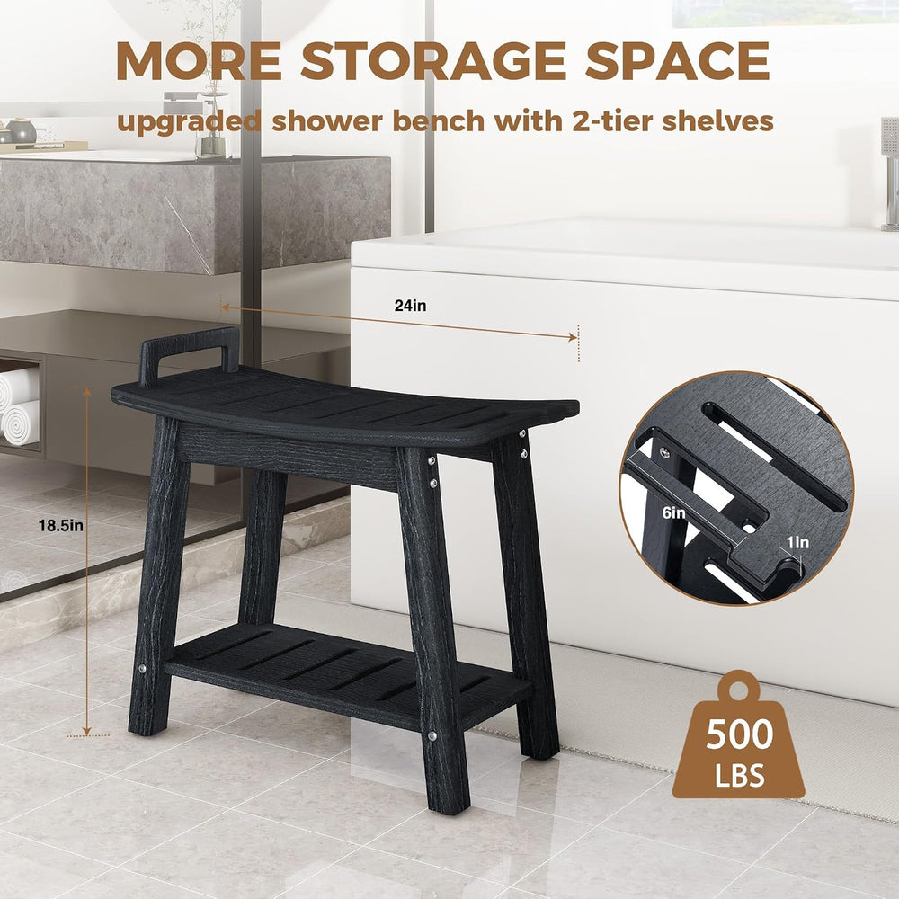 FLyjoe 24 INCH Extra Large Shower Bench for Inside Shower Shaving Legs, Water...