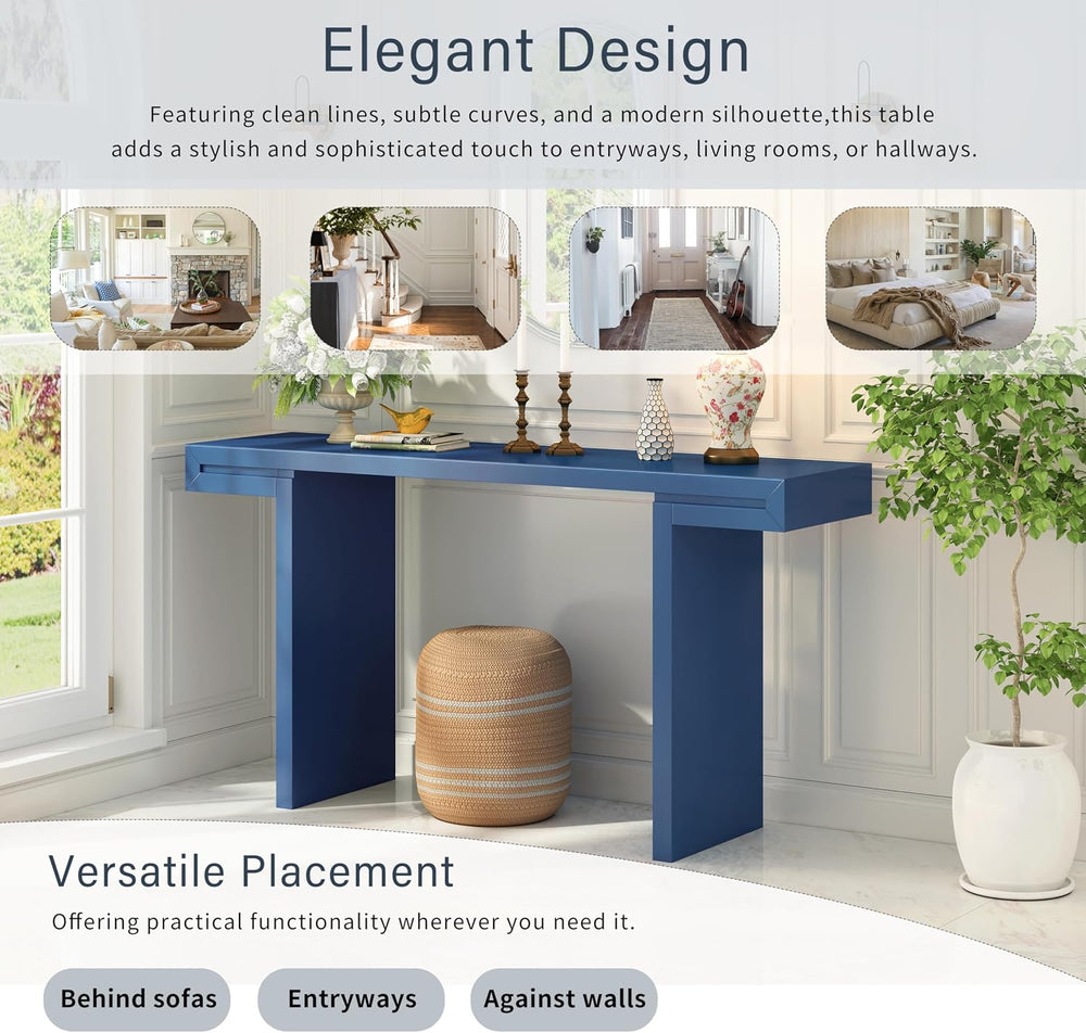 Quarte 60-Inch Modern Console Table with Geometric Clean Lines Design, Spacio...