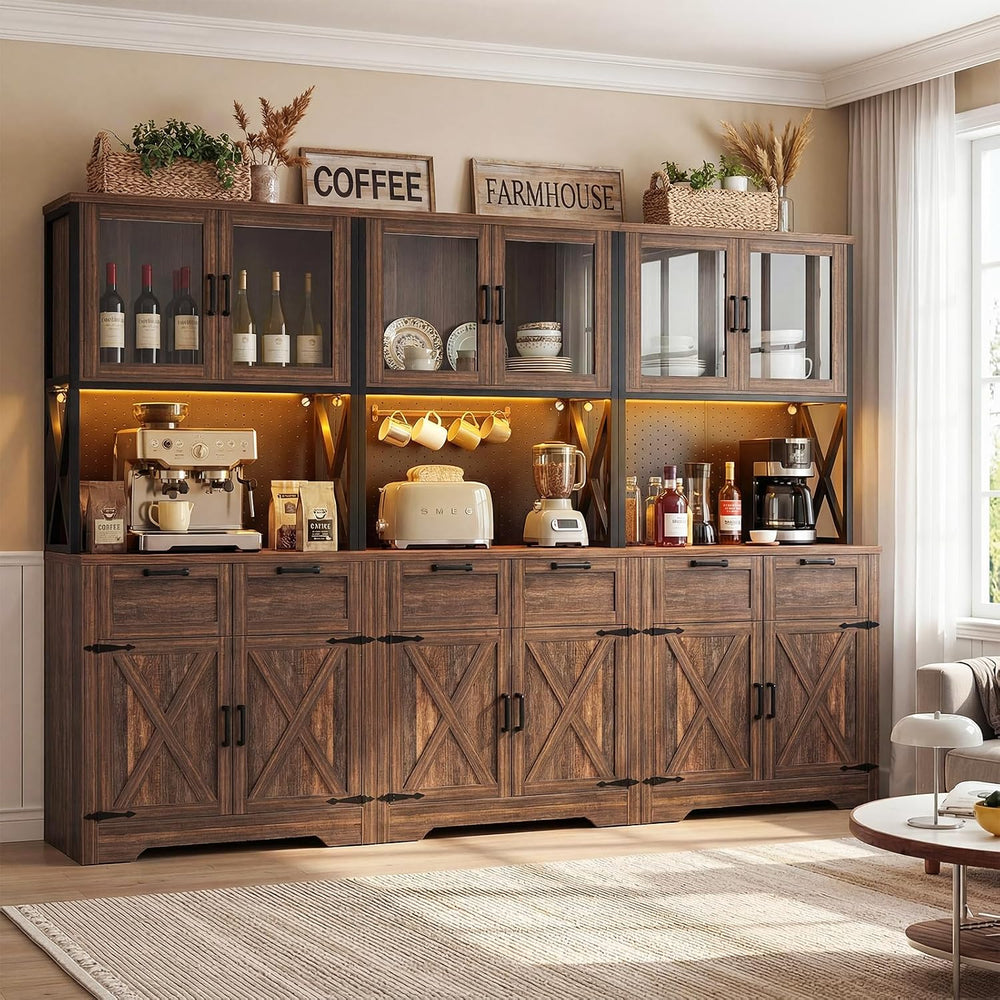 Unikito 94.5" Wide Kitchen Pantry Cabinet with 3 Power Outlets & LED...