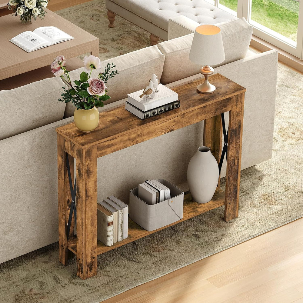 YATINEY Farmhouse Console Table, 39.4'' Small Narrow Entryway Table, ...
