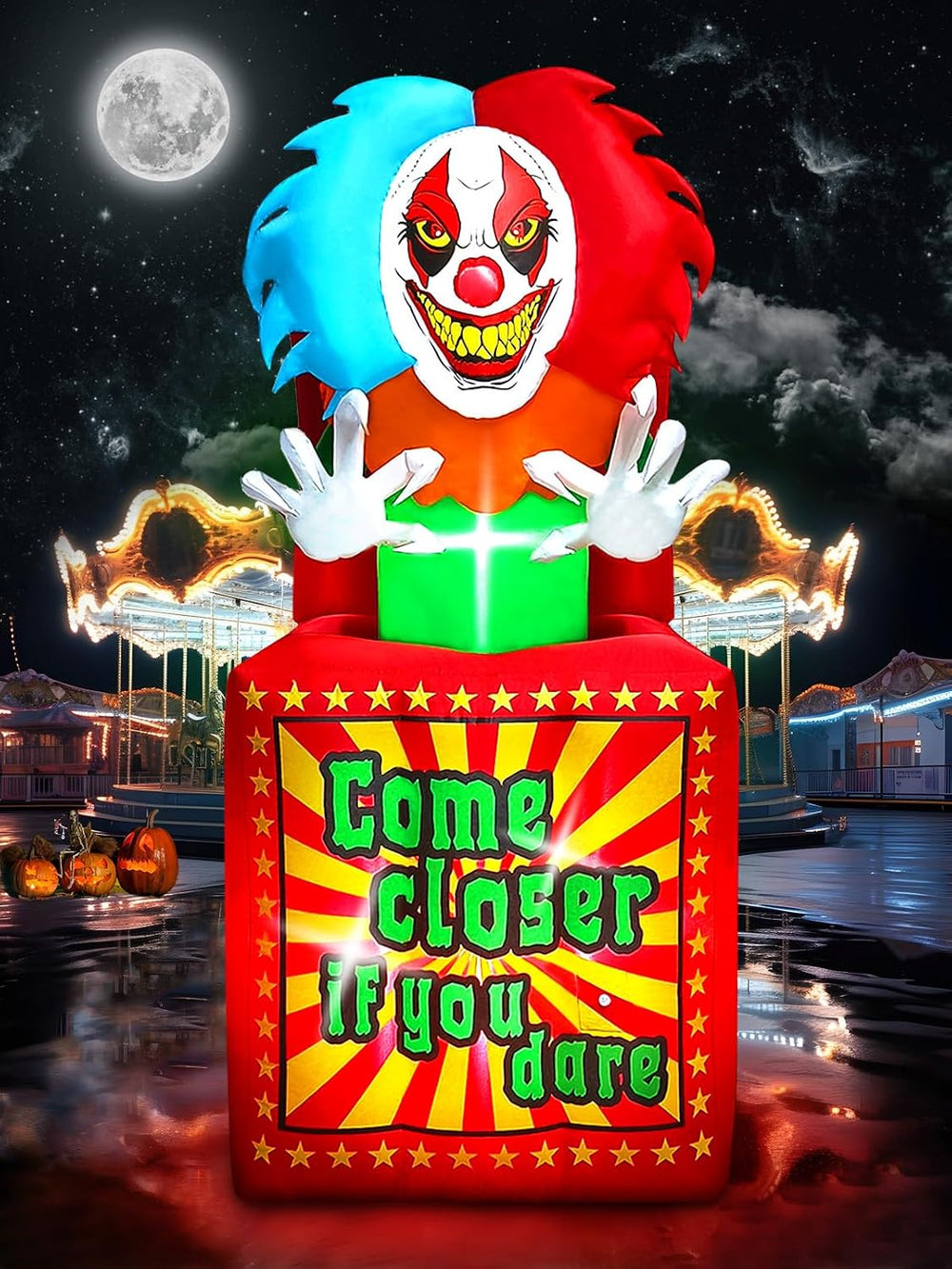 6.6 FT Halloween Inflatables Animated Clown with Music, Kalolary Circus Clown...