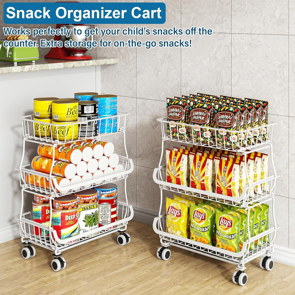 OKZEST 3-Tier Rolling Pantry Floor Organizers and Storage Cart with Wheels | ...